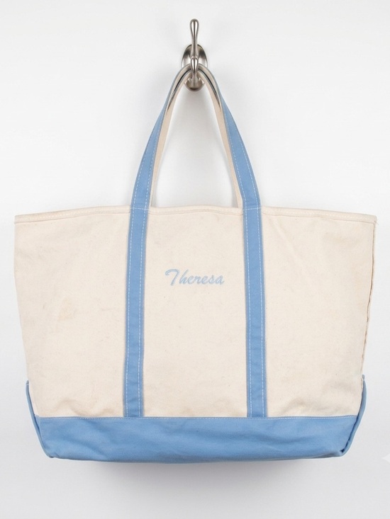 L.L. Bean Handbags - L.L. Bean Boat and Tote Extra Large XL Canvas Bag Zip Top Blue Heavy Duty